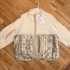 UGG Women's Cream and Gold  Teddy Jacket